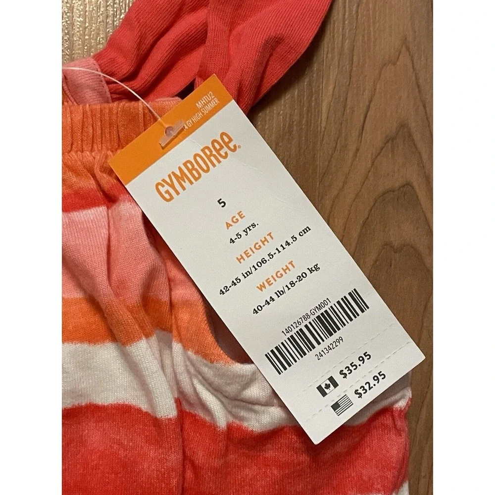 Gymboree Summer Vacation Stripes SunDress‎ Size 5 Orange Pink Coral NWT